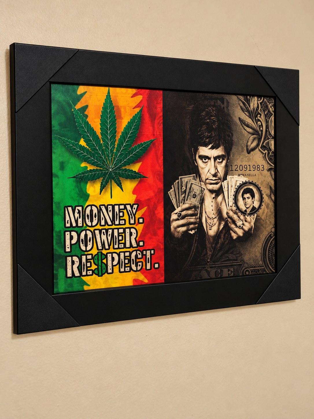 Original framed artwork photograph: Money. Power. Respect.